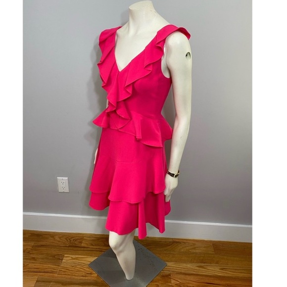 Adorable Hot Pink Ruffle Fit N’ Flare  Dress - Picture 9 of 12